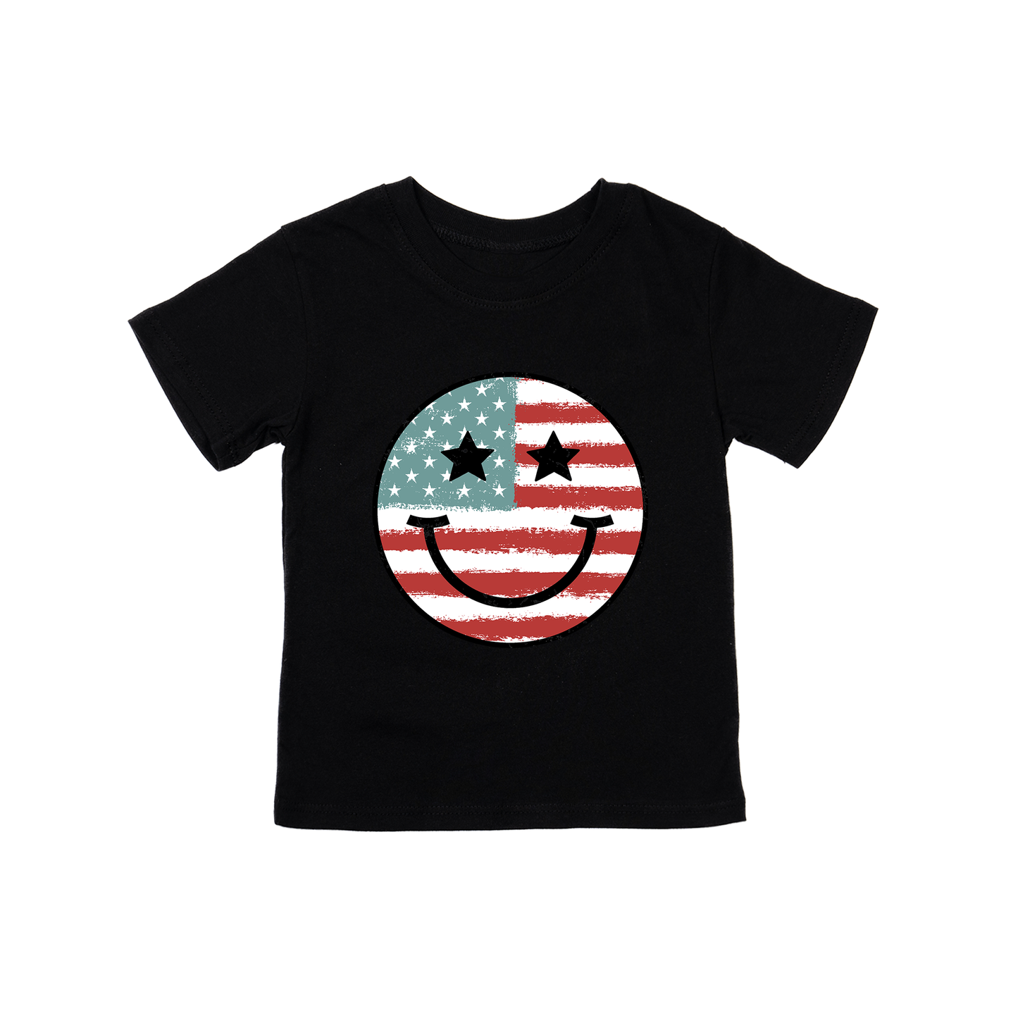 Patriotic Smiley - Kids Tee (Black)