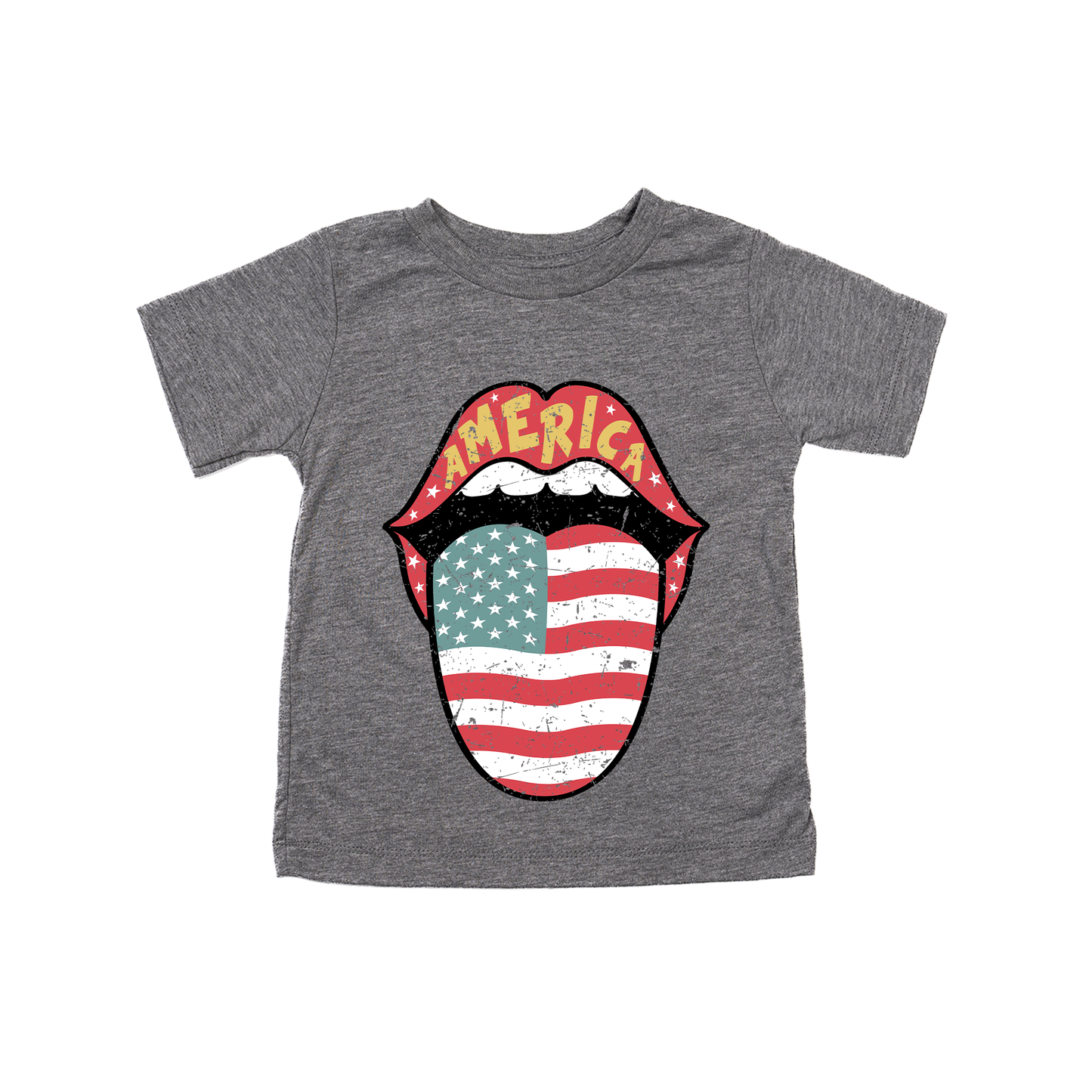 Patriotic Tongue - Kids Tee (Gray)