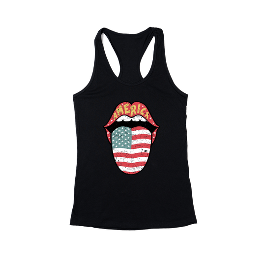 Patriotic Tongue - Women's Racerback Tank Top (Black)