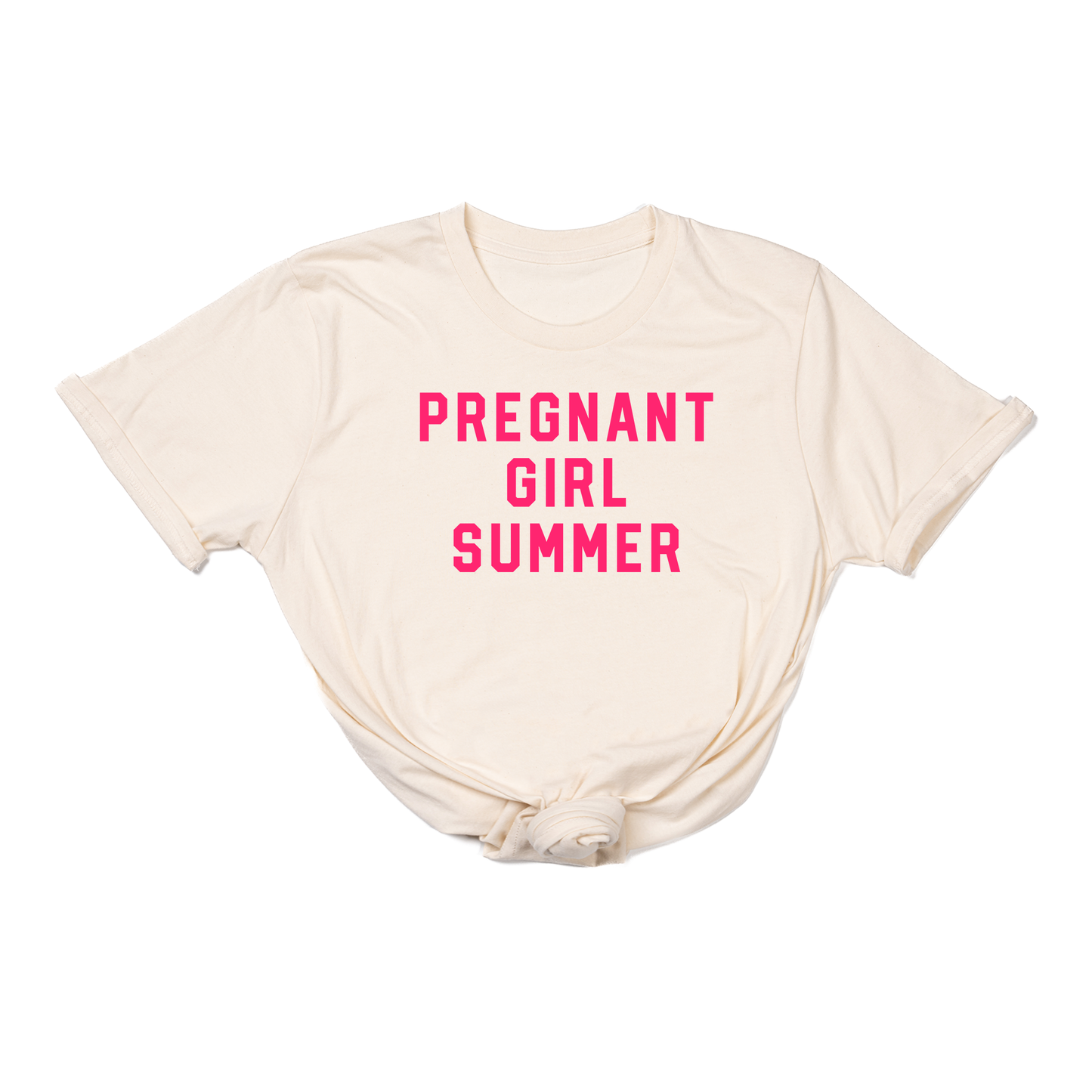 Pregnant Girl Summer (Hot Pink) - Tee (Natural)