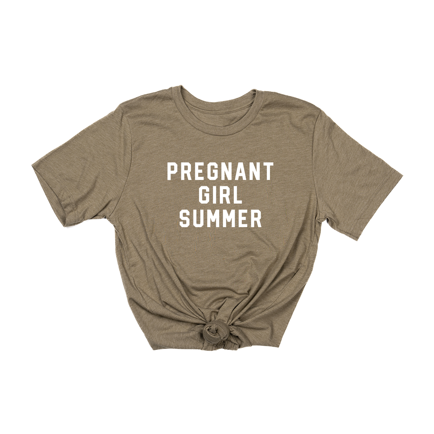 Pregnant Girl Summer (White) - Tee (Olive)