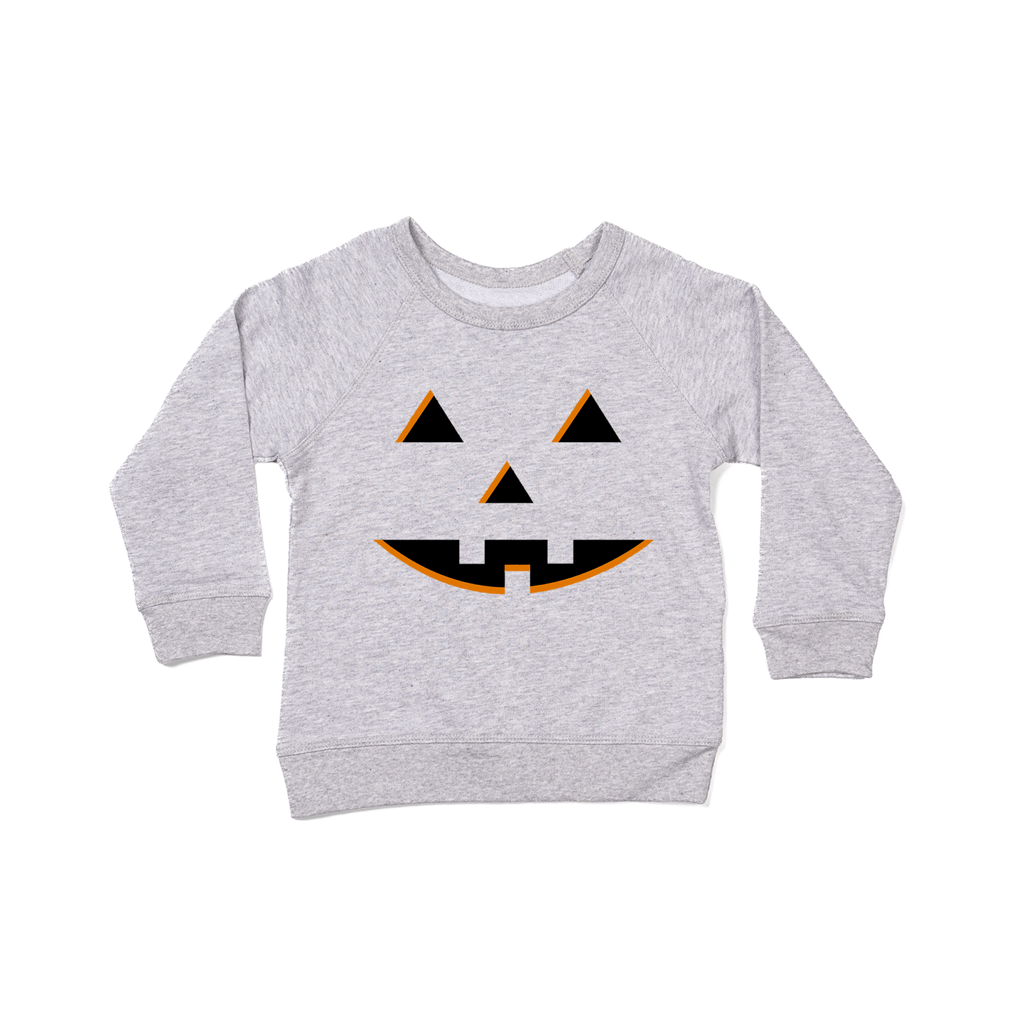 Pumpkin Face (Black) - Kids Sweatshirt (Heather Gray)