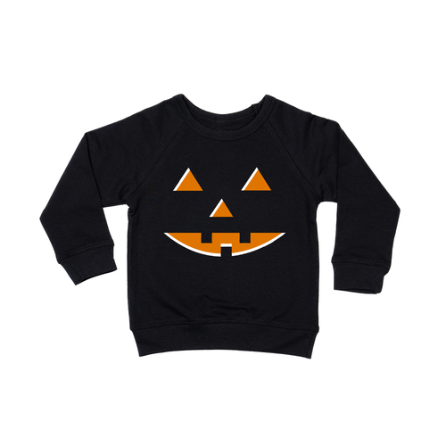 Pumpkin Face (Orange) - Kids Sweatshirt (Black)