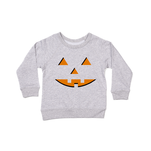 Pumpkin Face (Orange) - Kids Sweatshirt (Heather Gray)