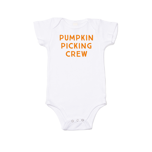 Pumpkin Picking Crew (Pumpkin) - Bodysuit (White, Short Sleeve)