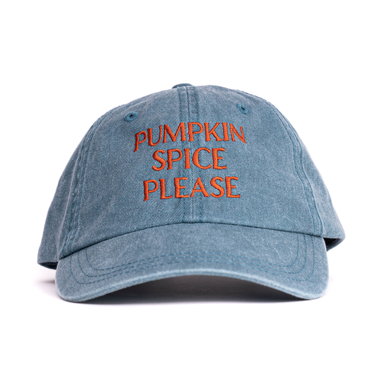 Pumpkin Spice Please (Rust) - Baseball Hat (Vintage Blue)
