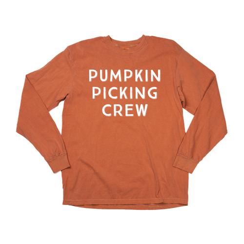 Pumpkin Picking Crew (White) - Tee (Vintage Rust, Long Sleeve)