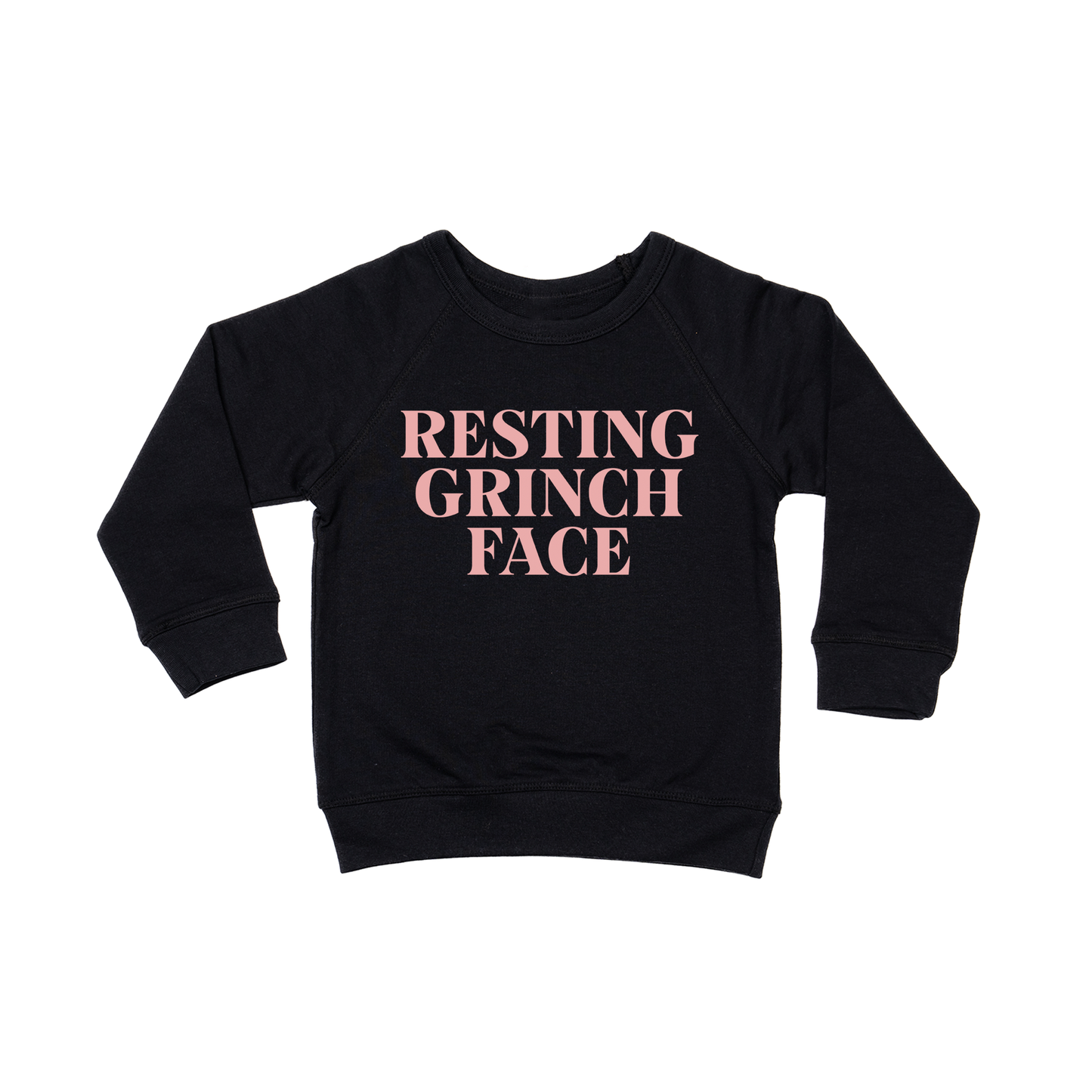 Resting Grinch Face (Pink) - Kids Sweatshirt (Black)