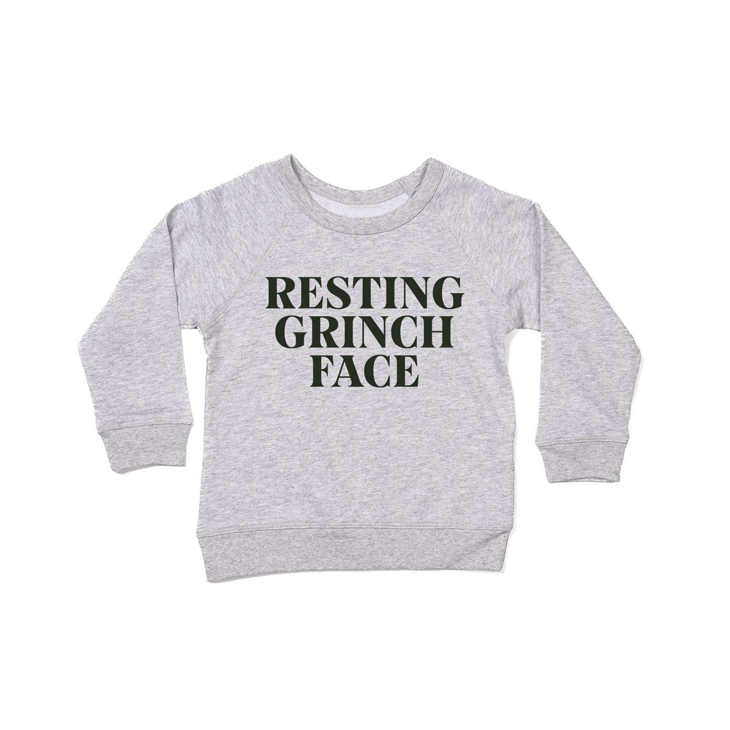 Resting Grinch Face (Spruce) - Kids Sweatshirt (Heather Gray)