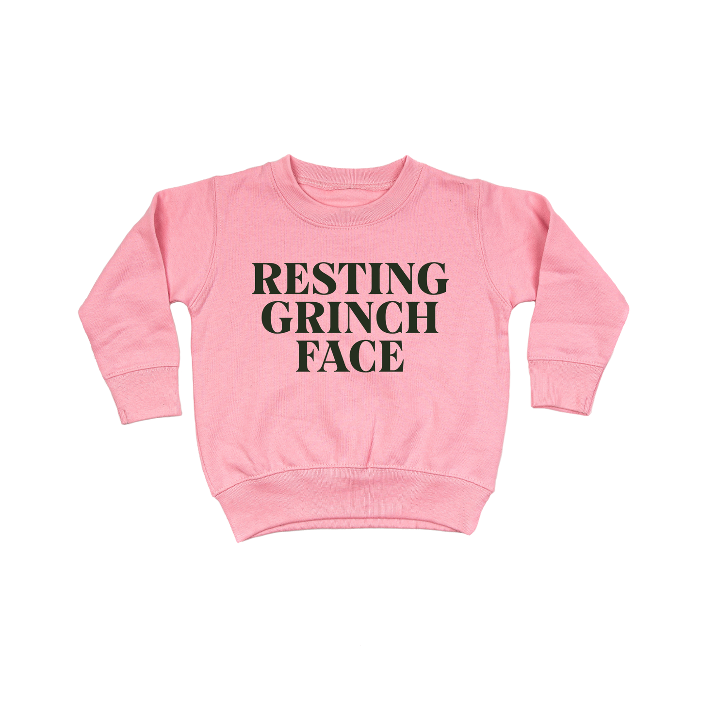 Resting Grinch Face (Spruce) - Kids Sweatshirt (Pink)