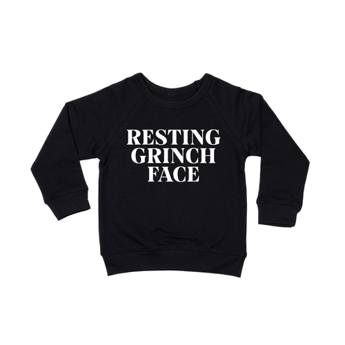 Resting Grinch Face (White) - Kids Sweatshirt (Black)