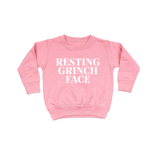 Resting Grinch Face (White) - Kids Sweatshirt (Pink)