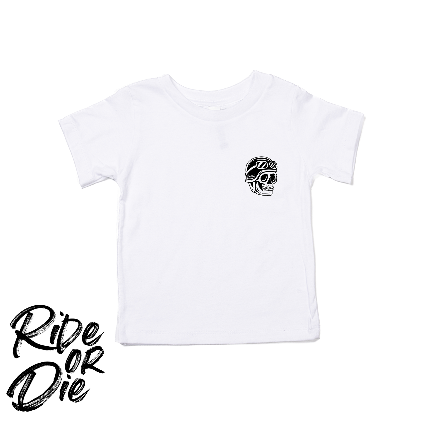 Ride or Die (Black, Pocket & Back) - Kids Tee (White)