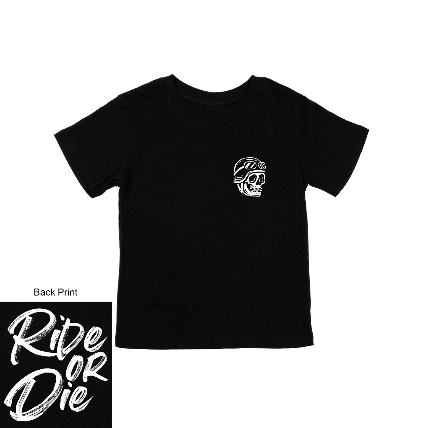 Dad's Ride or Die (White, Pocket & Back) - Kids Tee (Black)