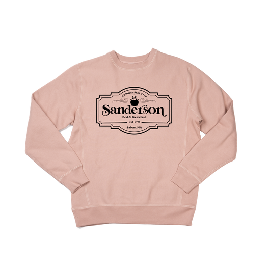 Sanderson Bed + Breakfast (Black) - Heavyweight Sweatshirt (Dusty Rose)
