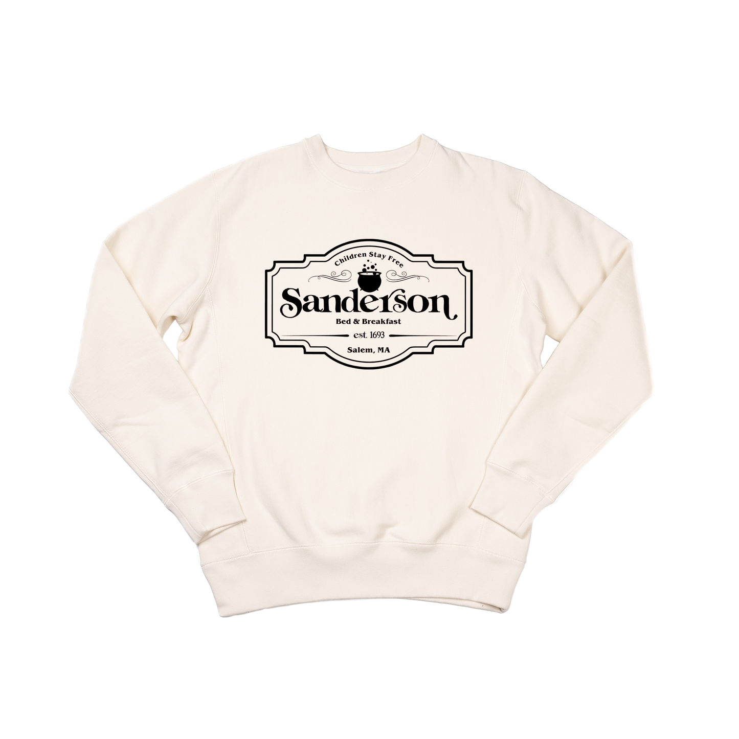 Sanderson Bed + Breakfast (Black) - Heavyweight Sweatshirt (Natural)