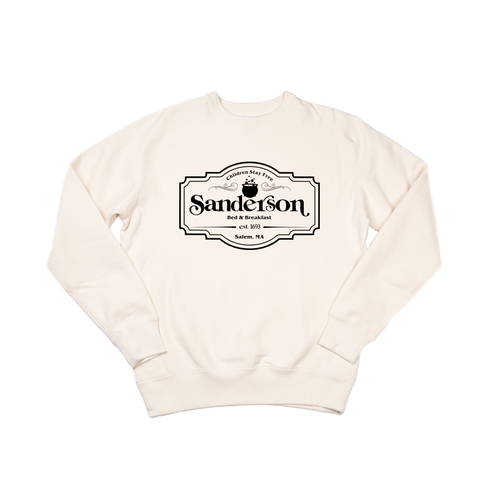 Sanderson Bed + Breakfast (Black) - Heavyweight Sweatshirt (Natural)