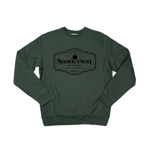 Sanderson Bed + Breakfast (Black) - Heavyweight Sweatshirt (Pine)