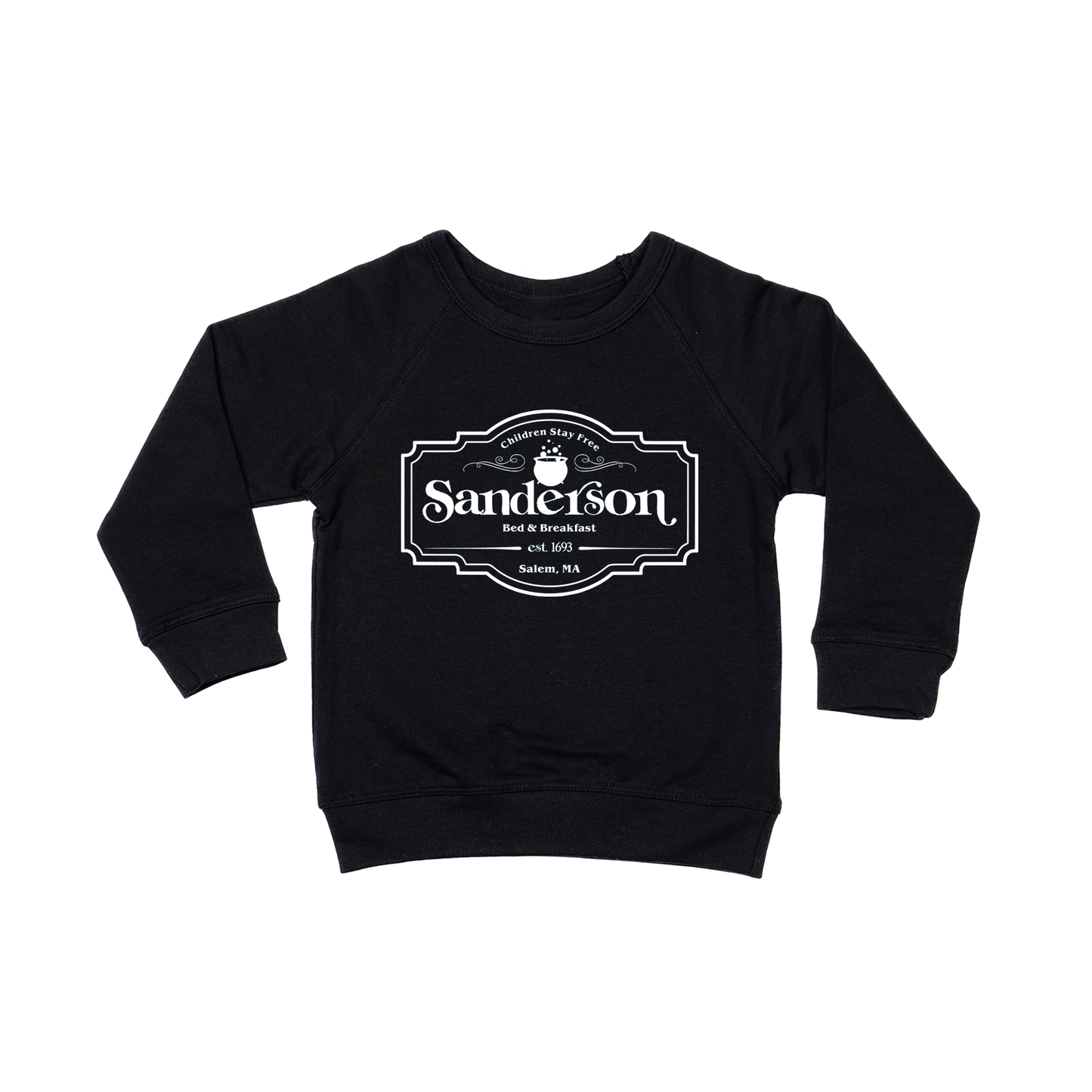 Sanderson Bed + Breakfast (White) - Kids Sweatshirt (Black)