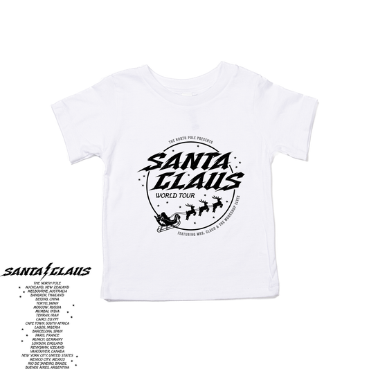 Santa Claus World Tour (Front & Back) - Kids Tee (White)