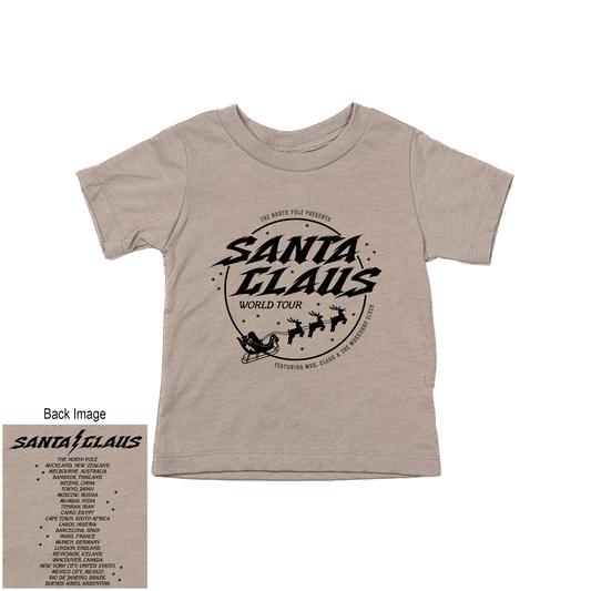 Santa Claus World Tour (Front & Back) - Kids Tee (Pale Moss)