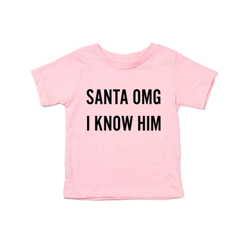 Santa OMG I Know Him (Black) - Kids Tee (Pink)