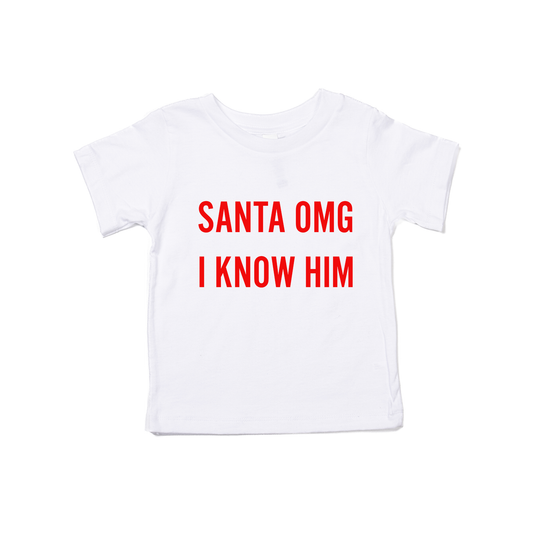 Santa OMG I Know Him (Red) - Kids Tee (White)