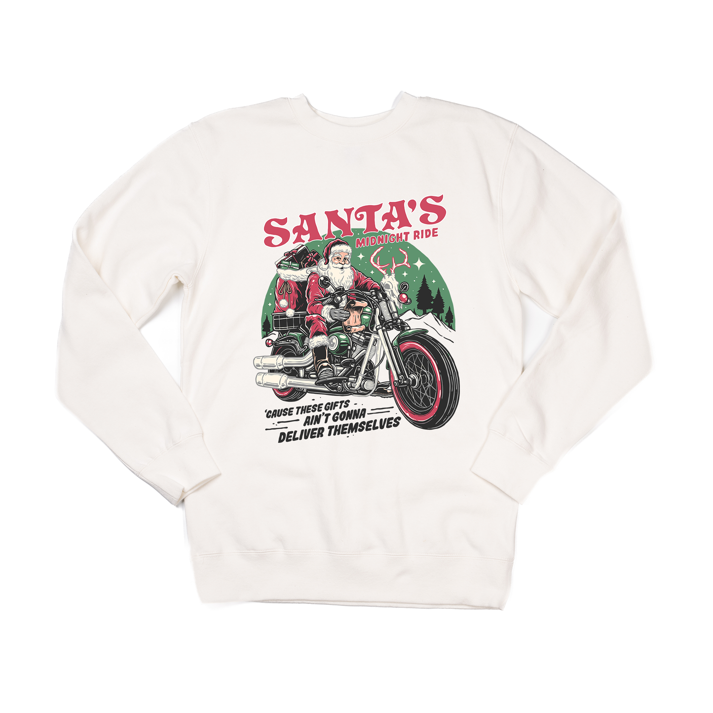 Santa's Midnight Ride (Graphic) - Sweatshirt (Creme)