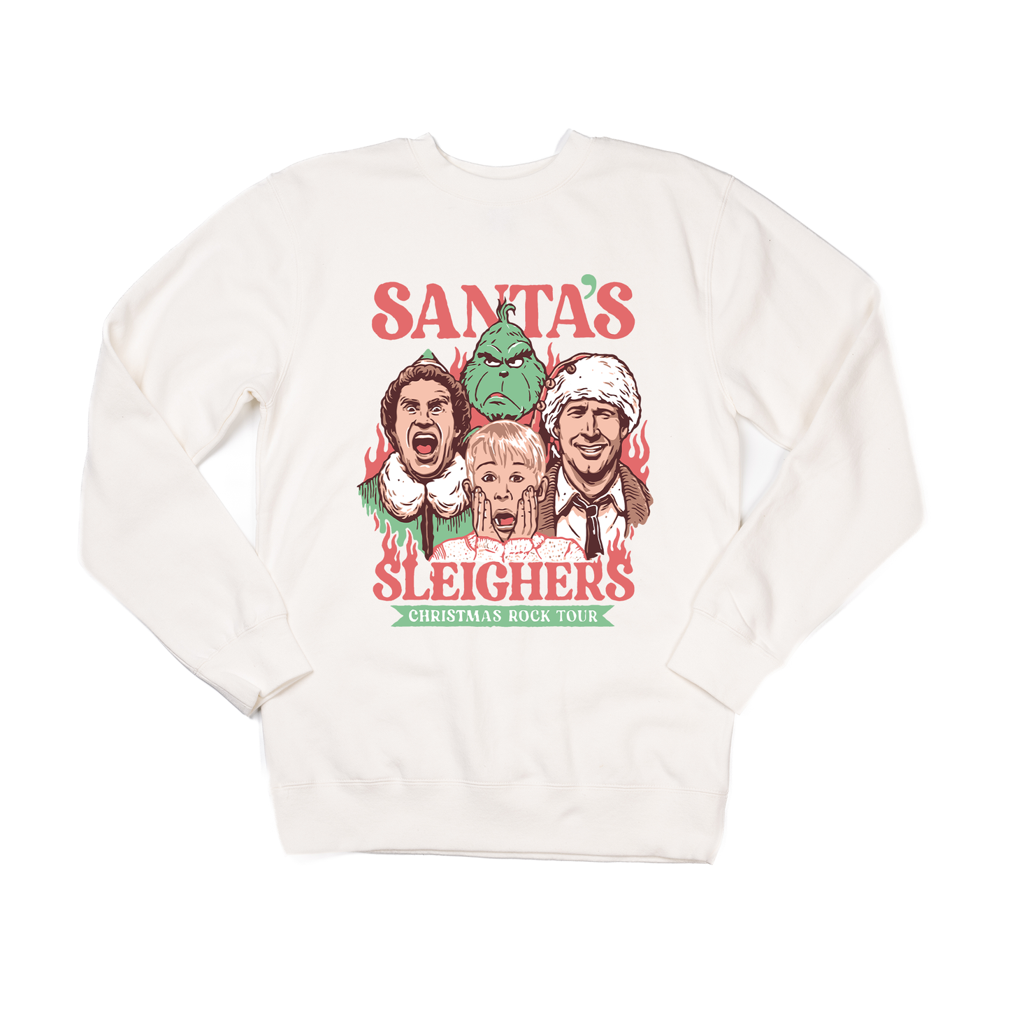 Santa's Sleighers (Graphic) - Sweatshirt (Creme)