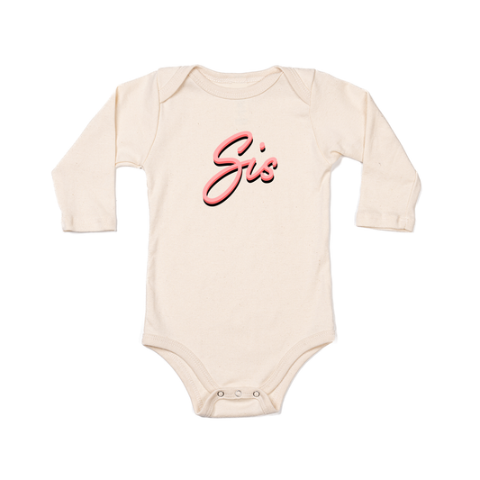Sis (90's Inspired, Pink) - Bodysuit (Natural, Long Sleeve)