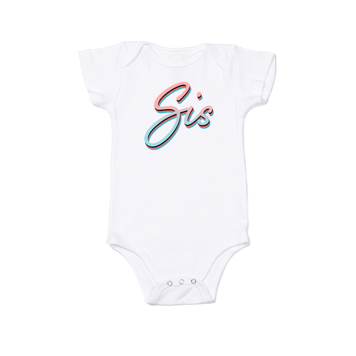 Sis (90's Inspired, Pink/Blue) - Bodysuit (White, Short Sleeve)