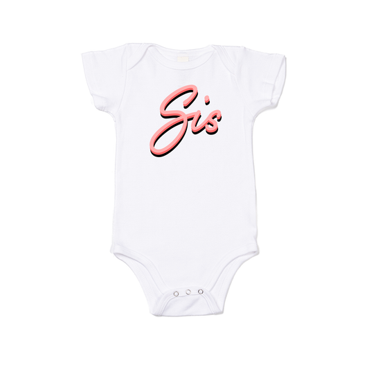 Sis (90's Inspired, Pink) - Bodysuit (White, Short Sleeve)