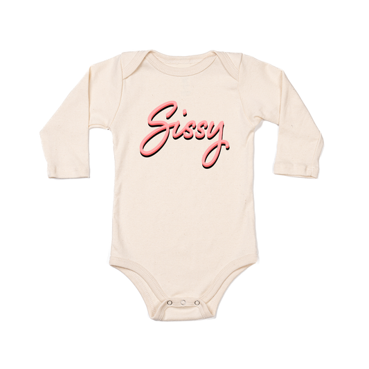 Sissy (90's Inspired, Pink) - Bodysuit (Natural, Long Sleeve)