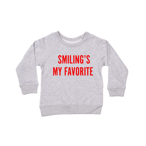 Smiling's My Favorite (Red) - Kids Sweatshirt (Heather Gray)