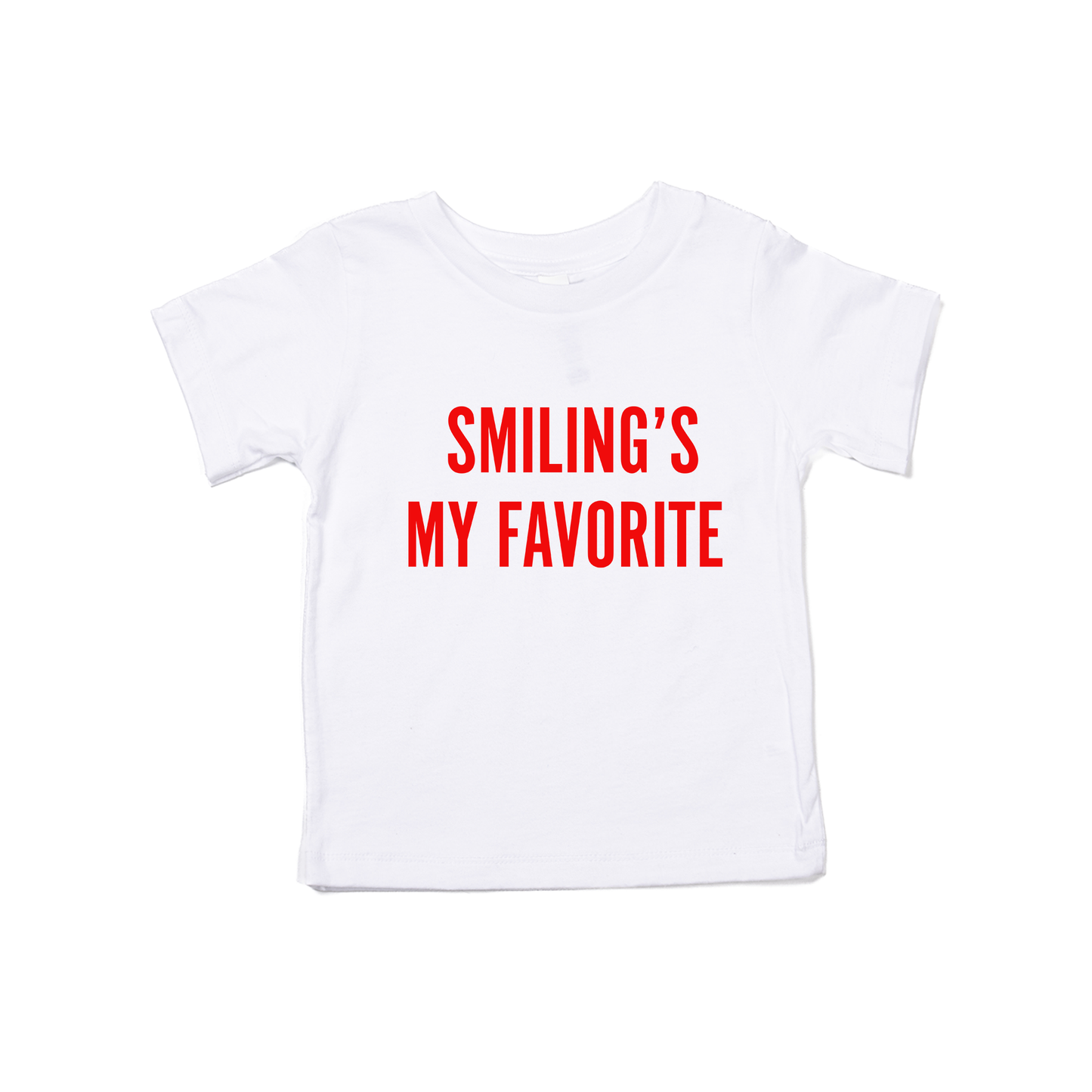 Smiling's My Favorite (Red) - Kids Tee (White)