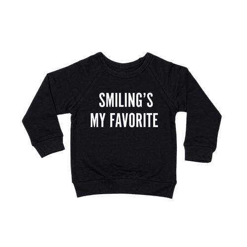 Smiling's My Favorite (White) - Kids Sweatshirt (Black)