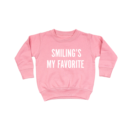 Smiling's My Favorite (White) - Kids Sweatshirt (Pink)