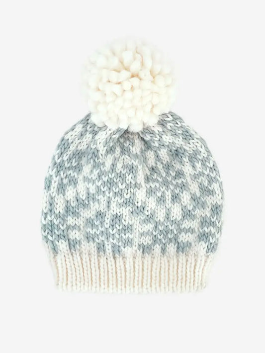 Snowflake Hand Knit Hat - Blue