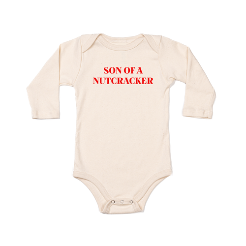 Son of a Nutcracker (Red) - Bodysuit (Natural, Long Sleeve)