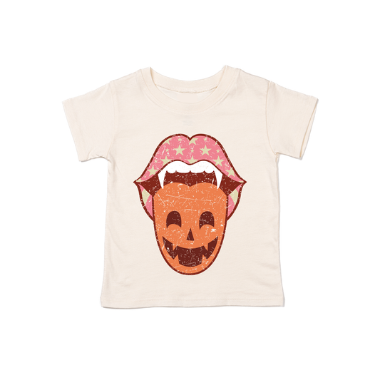 Spooky Pumpkin Tongue - Kids Tee (Natural)