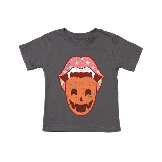 Spooky Pumpkin Tongue - Kids Tee (Ash)
