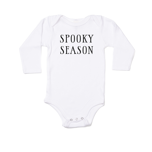 Spooky Season (Black) - Bodysuit (White, Long Sleeve)