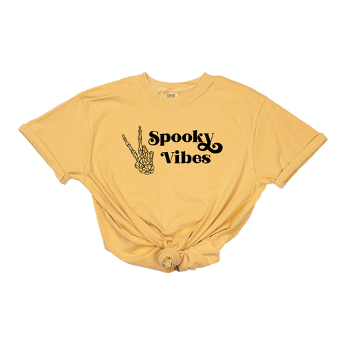 Spooky Vibes (Black) - Tee (Vintage Mustard, Short Sleeve)