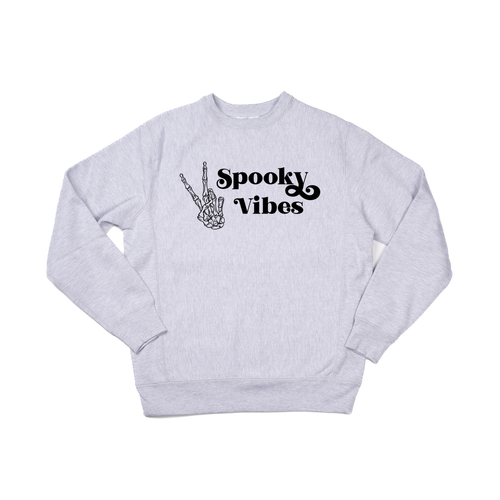 Spooky Vibes (Black) - Heavyweight Sweatshirt (Heather Gray)