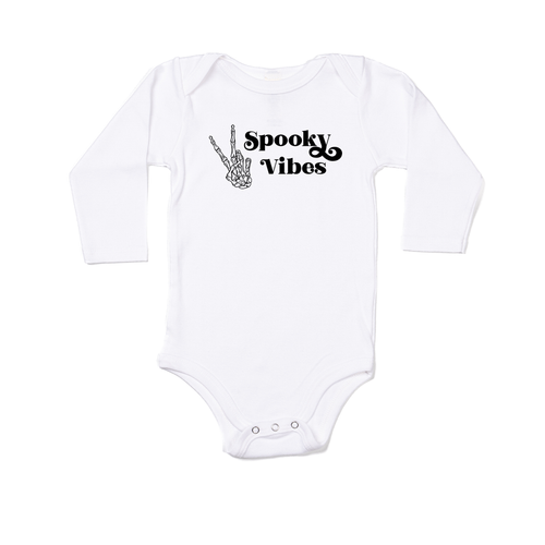 Spooky Vibes (Black) - Bodysuit (White, Long Sleeve)