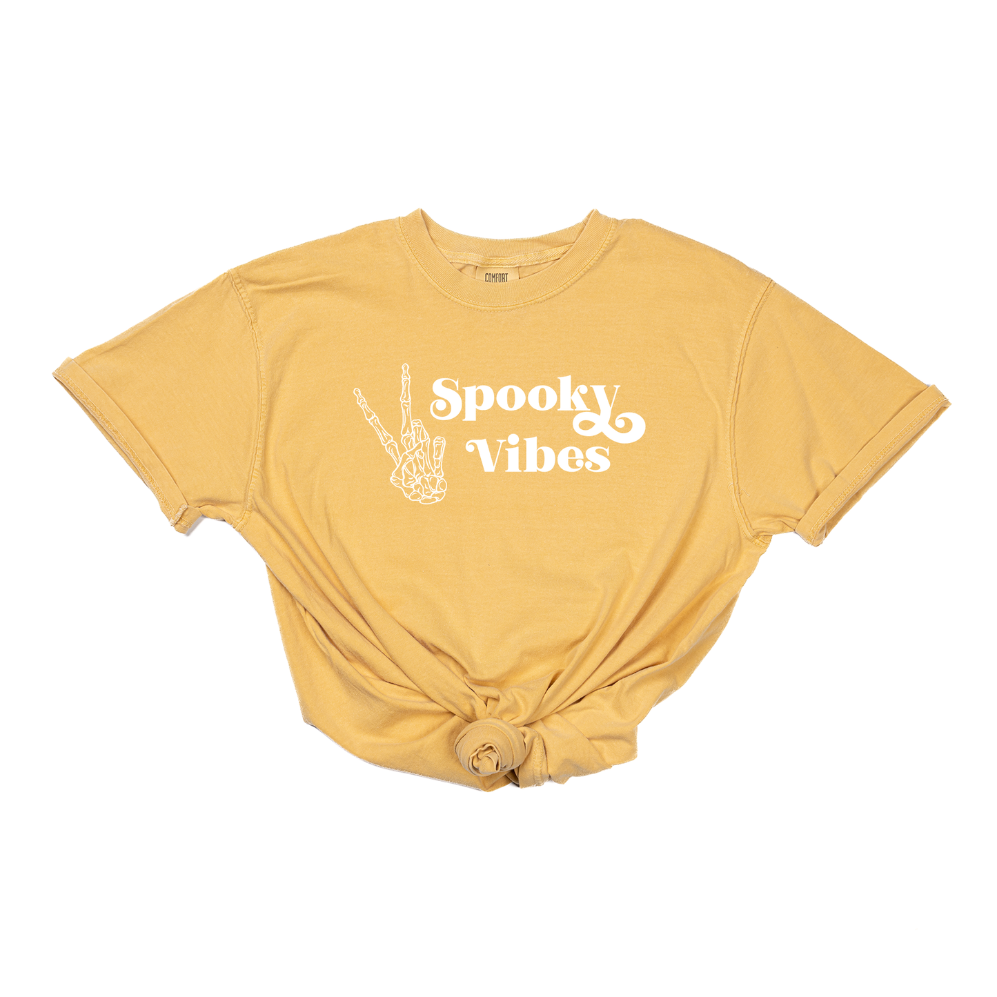 Spooky Vibes (White) - Tee (Vintage Mustard, Short Sleeve)