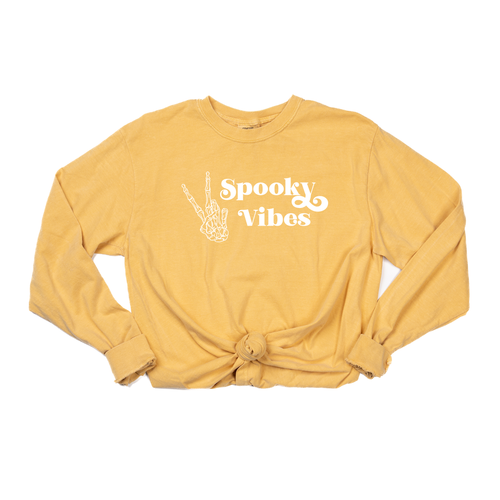 Spooky Vibes (White) - Tee (Vintage Mustard, Long Sleeve)