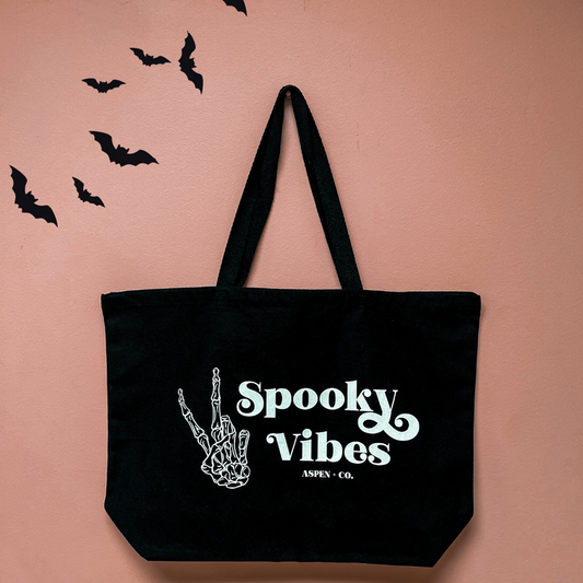 Spooky Vibes (White) - Tote (Black)