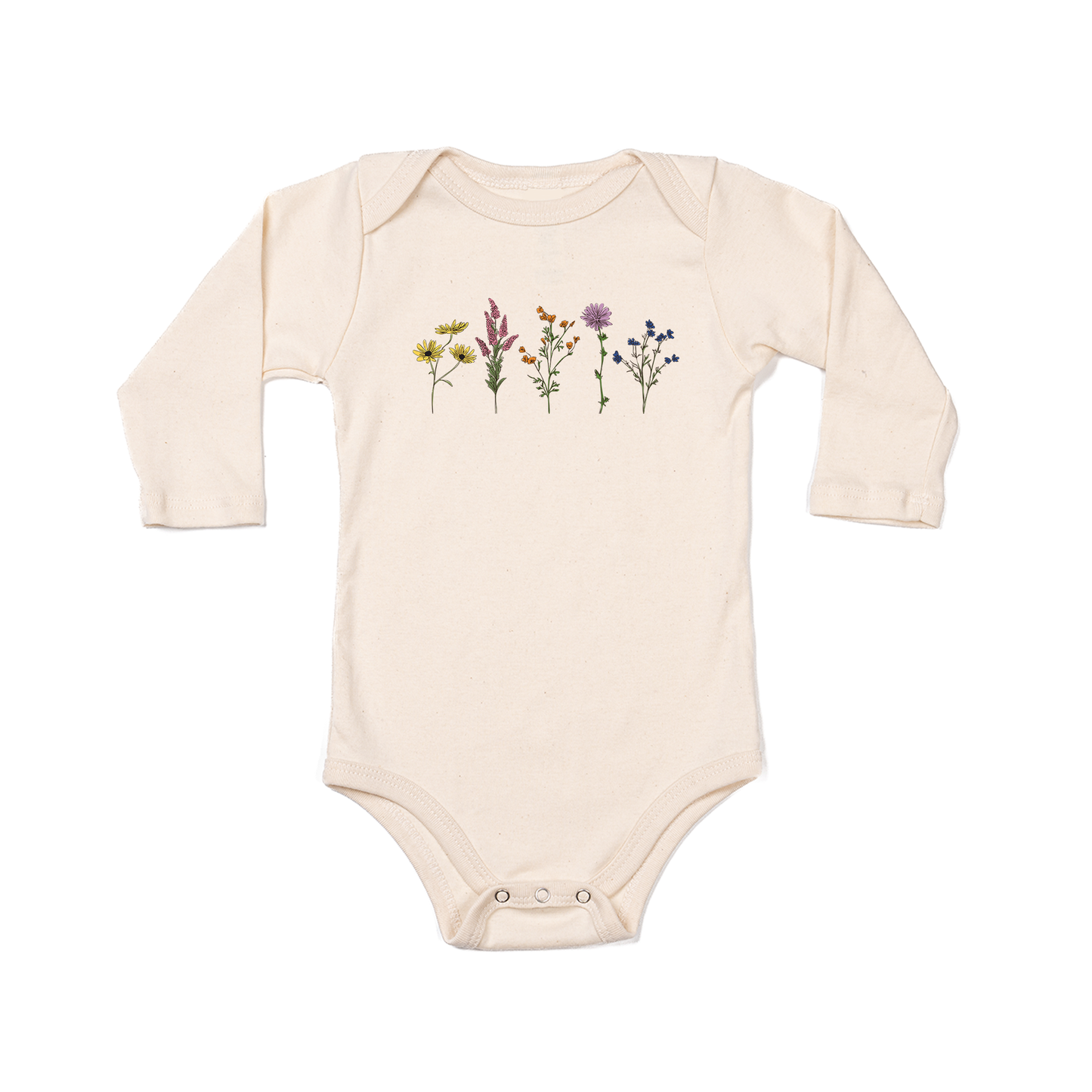 Spring Flowers - Bodysuit (Natural, Long Sleeve)