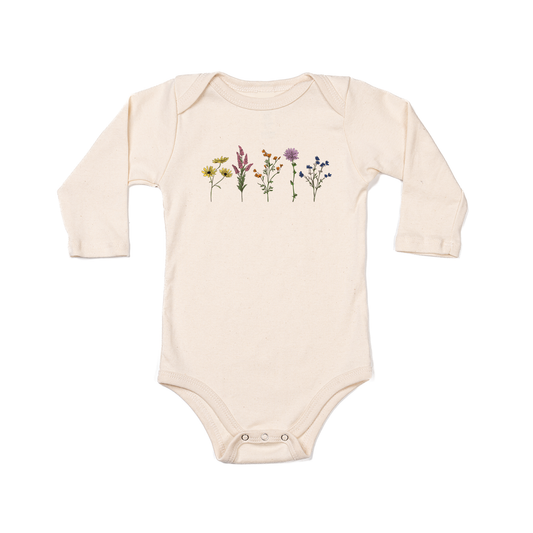 Spring Flowers - Bodysuit (Natural, Long Sleeve)